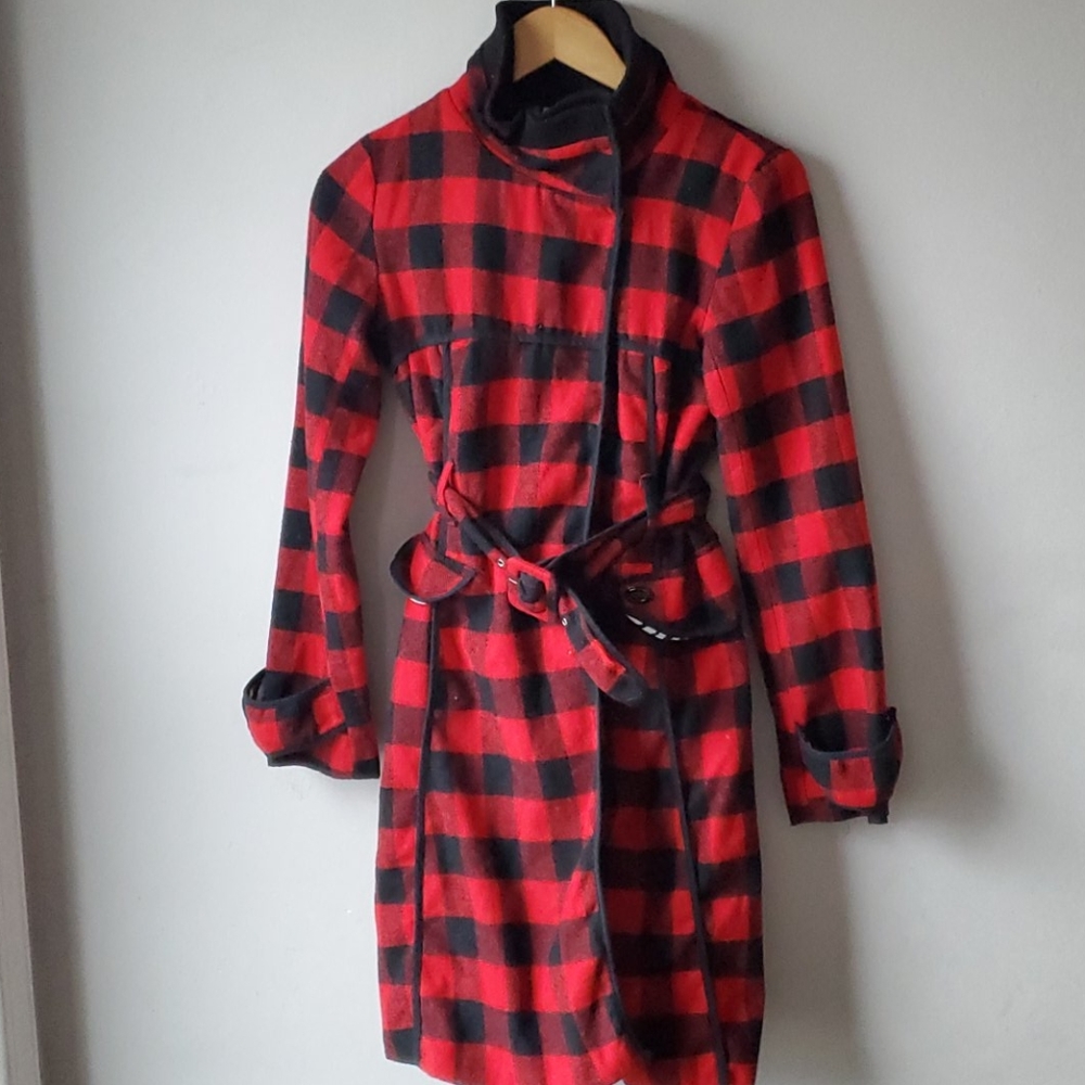 XOXO Buffalo Check Coat